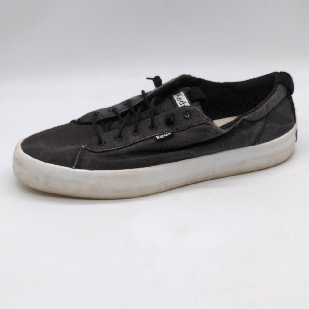 Keds Shoes Womens Black 10 Walking Sneakers Faded Canvas Laces Casual WF65040